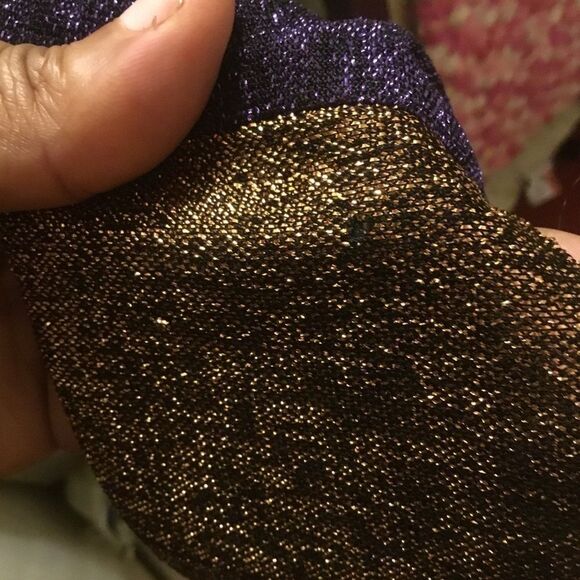 Retro 90s Vintage Metallic Gold Black Purple Blue Belted Zip up Jumpsuit 14 - Picture 15 of 15